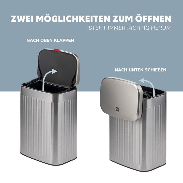 eluno grosser Abfalleimer, Küchenmülleimer mit Schiebedeckel zum Hängen, Stellen oder Kleben, 6 Lite