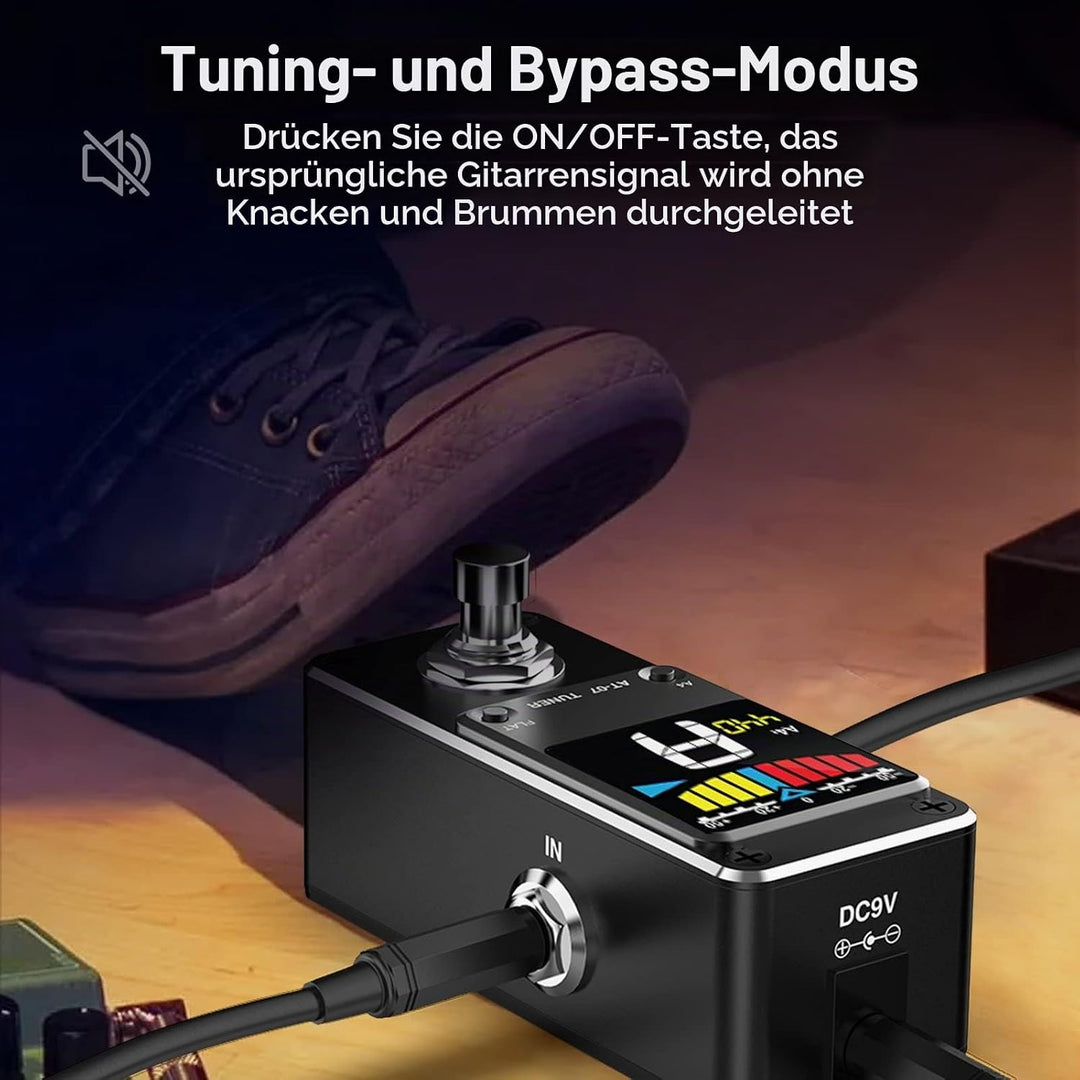 Stimmgerät-Pedal, LEKATO Chromatisches Stimmgerät-Pedal mit zwei Modi für Gitarre und Bass - Mini St