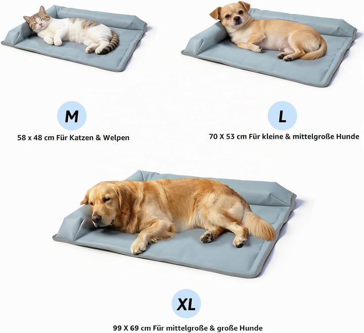 XIAPIA Kühlmatte Hunde Ergonomisch mit Rand (7cm), 48x58 cm Hundebett Selbstkühlend, 100% Ungiftiges
