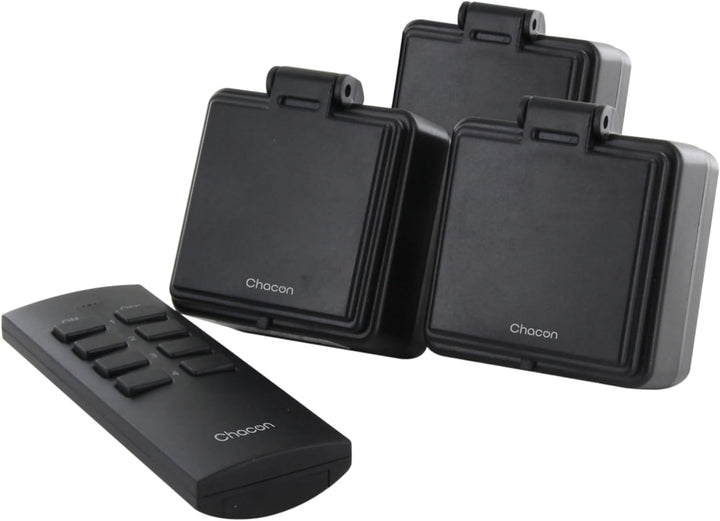 CHACON Set mit 3 Mini-Steckdosen, wasserdicht, Fernbedienung