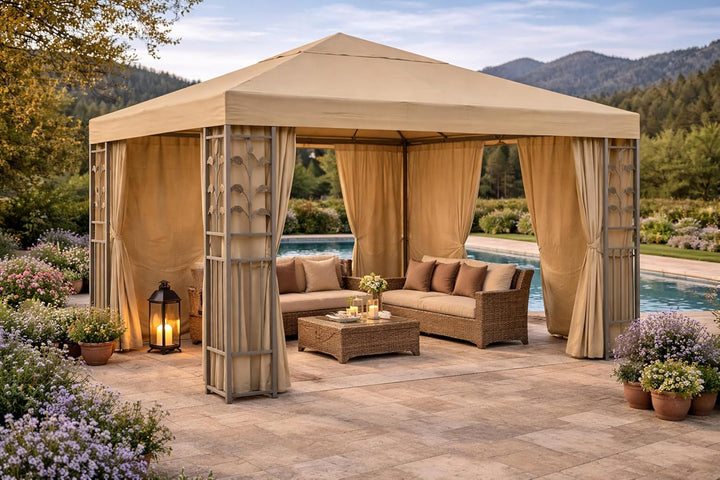 QUICK STAR 2 Seitenteile mit RV 300x195cm für Pavillons 3x3m Seitenwand Beige RAL 1001