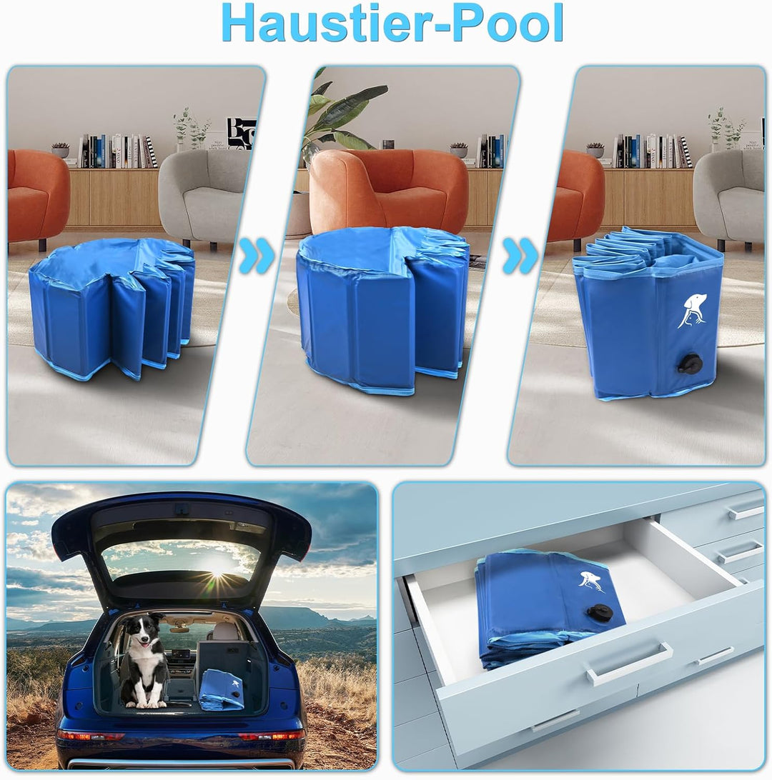 Hundepool für Grosse & Kleine Hunde, Faltbarer Hunde Planschbecken 80 * 30CM Hundebadewanne Stabiler