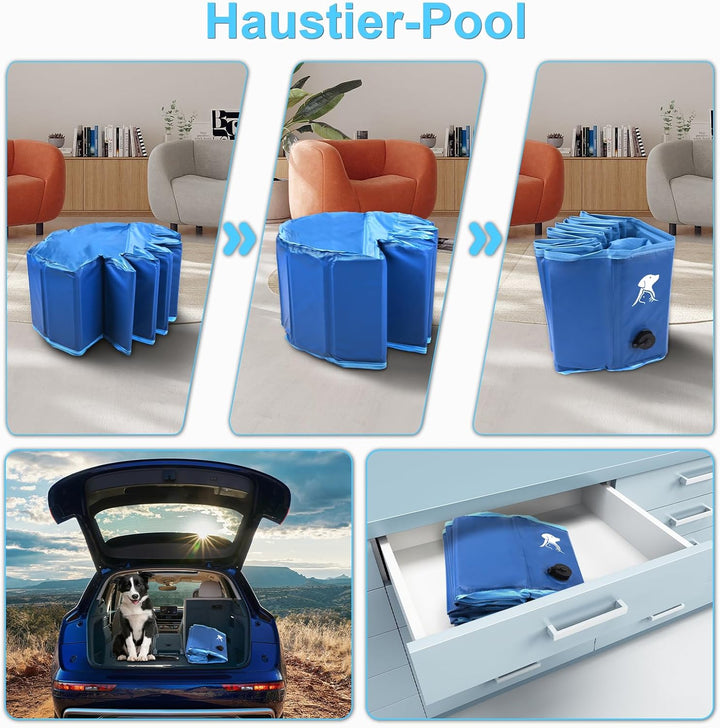 Hundepool für Grosse & Kleine Hunde, Faltbarer Hunde Planschbecken 80 * 30CM Hundebadewanne Stabiler