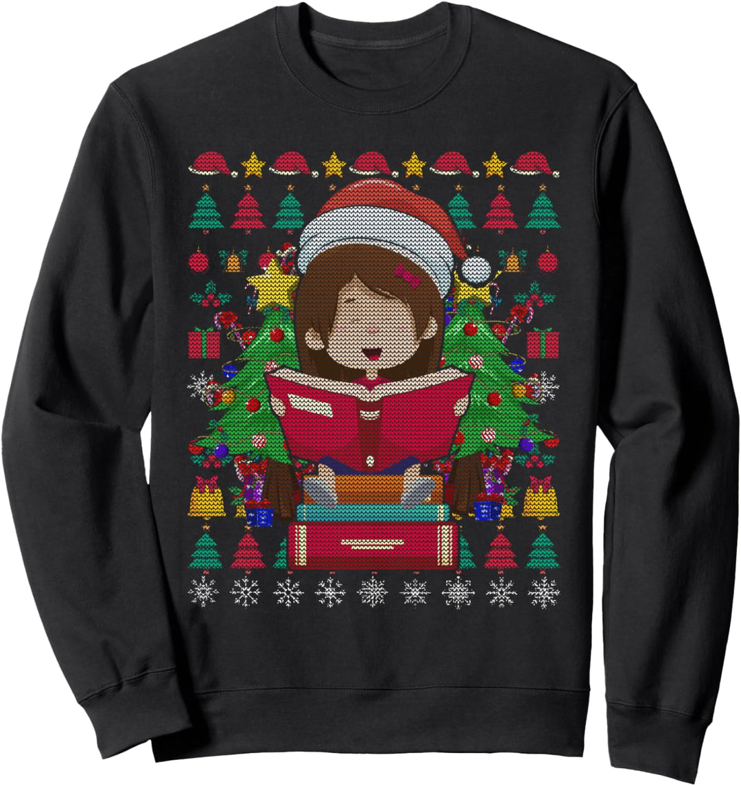 Bücherwurm Weihnachten Geschenk Lesen Ugly Christmas Sweatshirt
