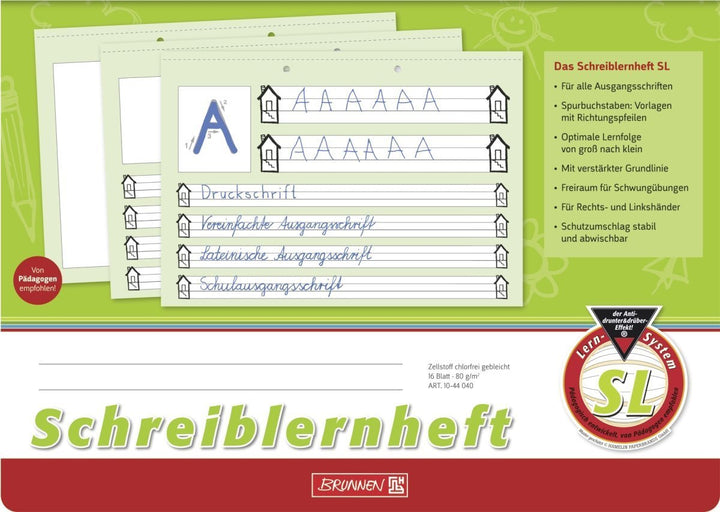 Brunnen Schreiblernheft A4 quer, 16 Blatt (30er Klassensatz, Lineatur SL)
