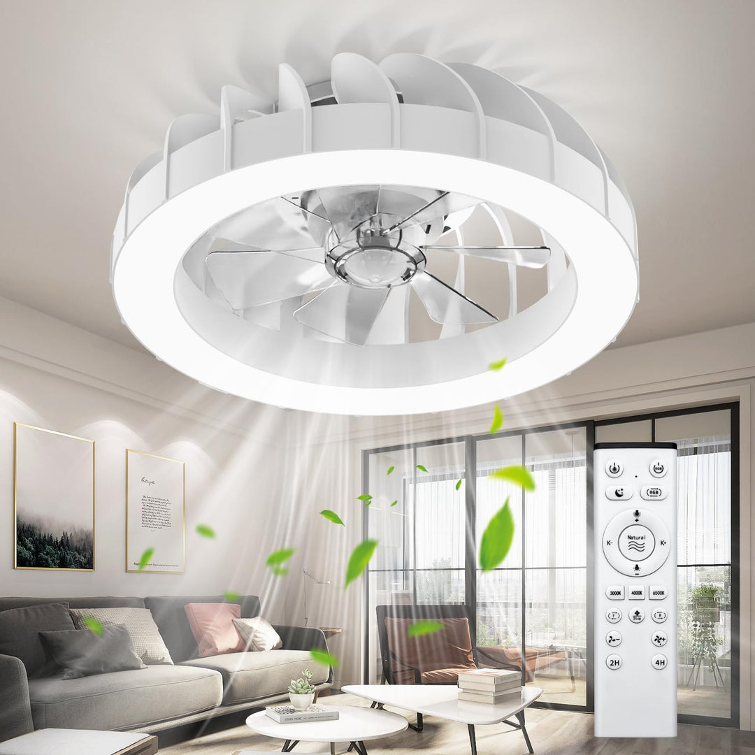 Ateroll Deckenventilator mit Beleuchtung Ø46CM, Deckenventilator mit Licht Dimmbar (3000K-4000K-6500