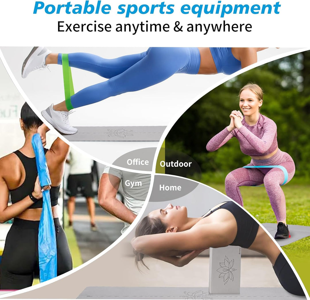 Yoga Matte Strater Set Blöcke Gürtel Springseil Widerstand Band Widerstand Schleife 7-in-1 TPE Grau
