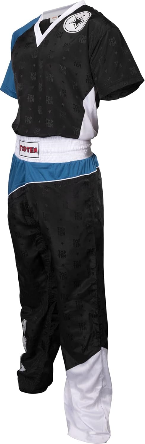 TopTen Kickboxuniform „Bow“ Schwarz - Blau - Weiss L, Schwarz - Blau - Weiss L