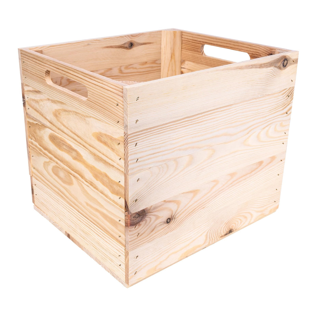 Creative Deco 4 x Holzkiste Natur | passend für alle Kallaxregale | Holzbox mit Griffen | 33 x 37 x