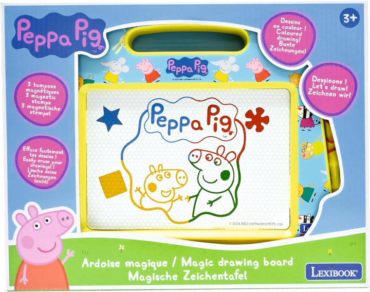 Lexibook, Peppa Pig, Mehrfarbige magische Schiefertafel, 3 Magnetstempel und Stift enthalten, Künstl