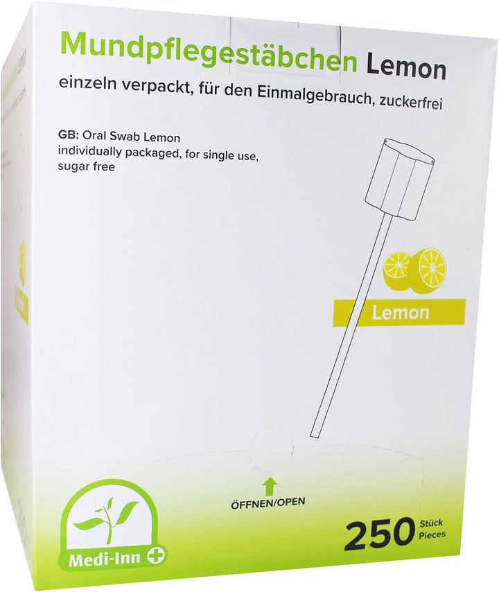 Medi-Inn Mundpflegestäbchen Zuckerfrei mit Lemon-Geschmack zur Mundpflege (4 x 250 = 1000 Stück)