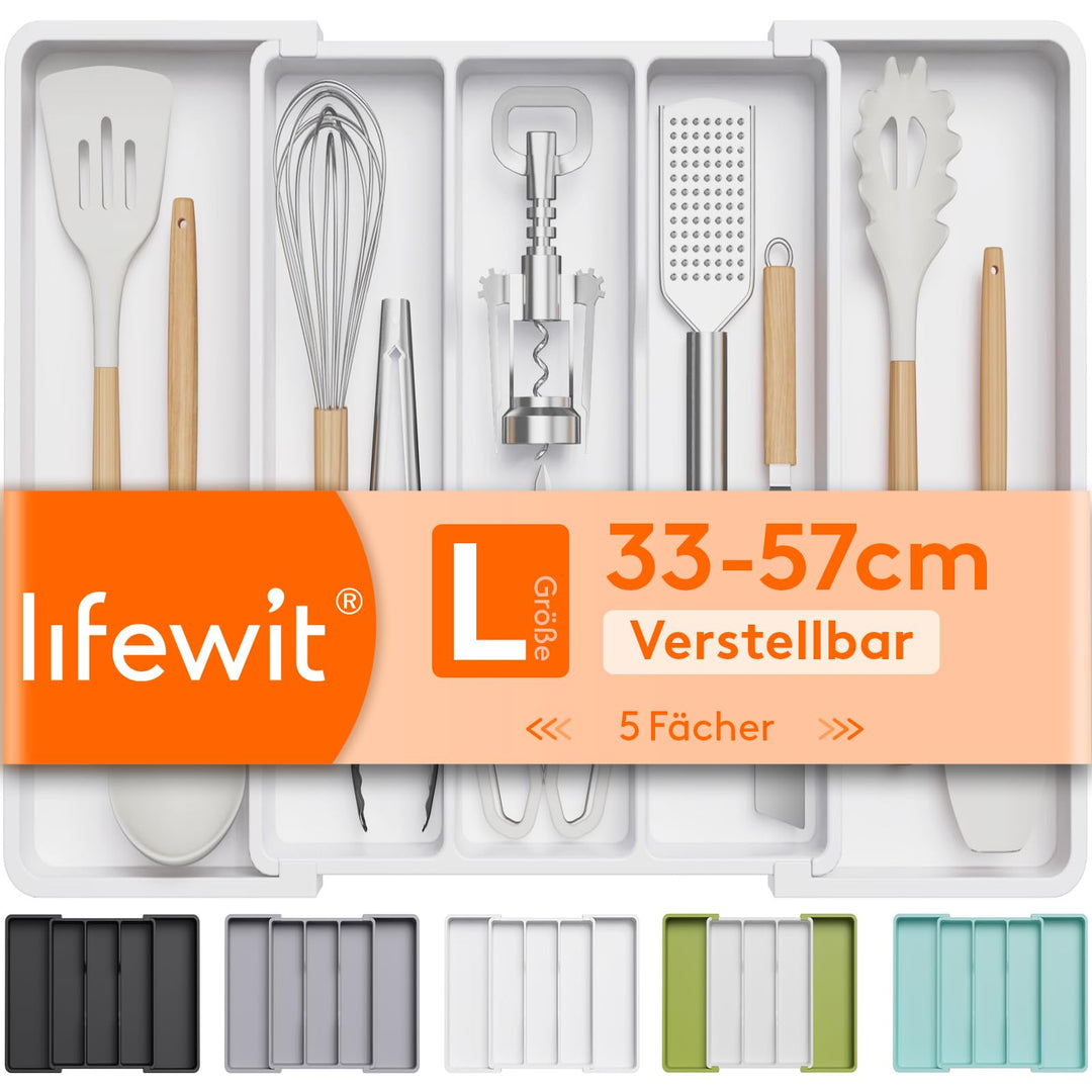 Lifewit Silberwarenorganisator Erweiterbarer Küchenschubladenorganisator und Utensilienorganisator s