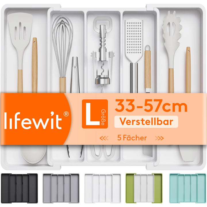 Lifewit Silberwarenorganisator Erweiterbarer Küchenschubladenorganisator und Utensilienorganisator s