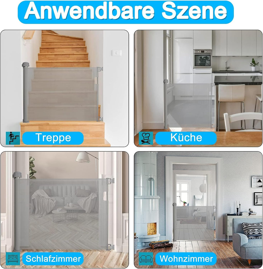 UISEBRT Türschutzgitter Ausziehbar 0-150cm, Treppenschutzgitter für Baby und Pelztiere, Kinder Schut