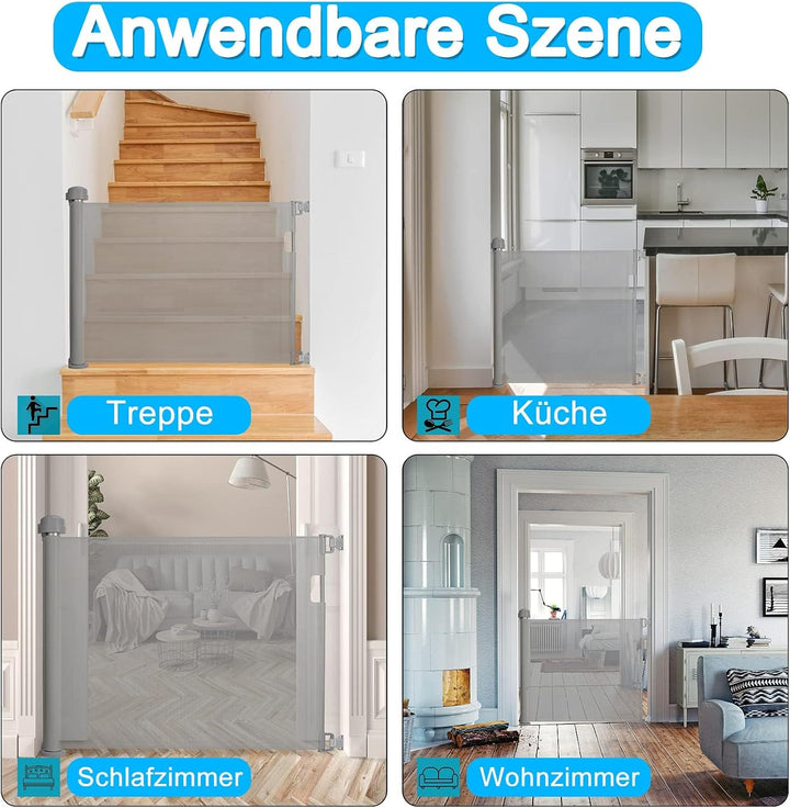 UISEBRT Türschutzgitter Ausziehbar 0-150cm, Treppenschutzgitter für Baby und Pelztiere, Kinder Schut