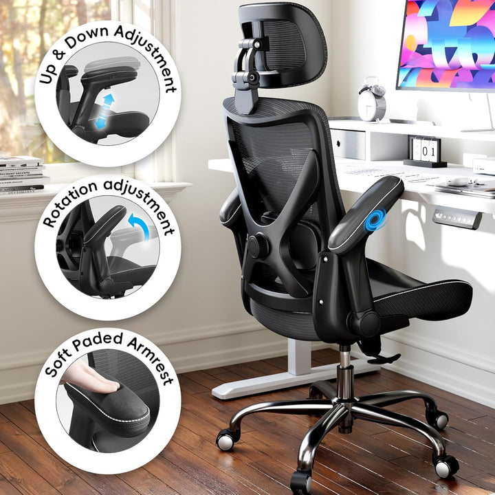 TRALT Ergonomischer Bürostuhl - Office Chair Bürostuhl PU-Leder Verstellbarer Lendenwirbelstütze Des