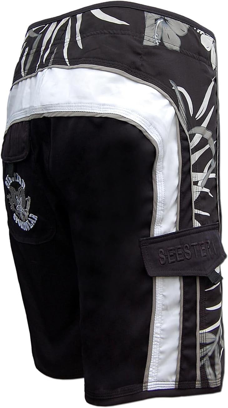 SEESTERN Herren Microstrech Boardshorts Surfshorts Boardshort Badehorts XS-3XL /2343 3XL Schwarz, 3X