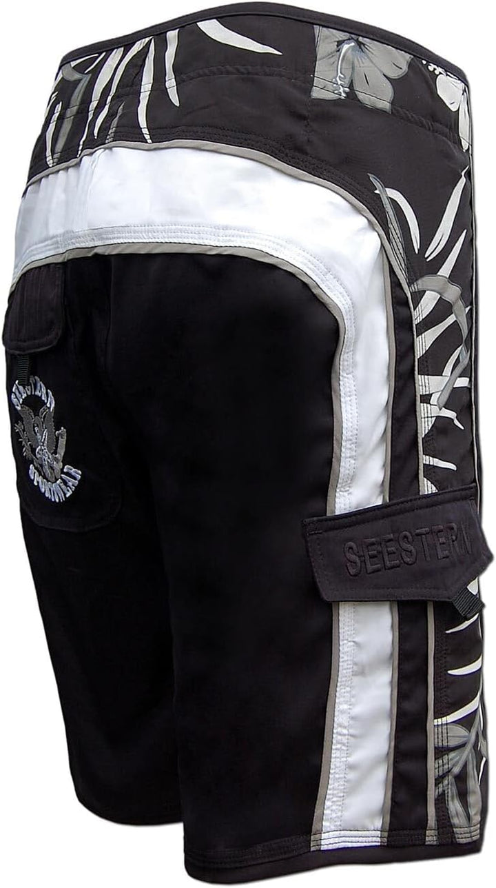 SEESTERN Herren Microstrech Boardshorts Surfshorts Boardshort Badehorts XS-3XL /2343 3XL Schwarz, 3X