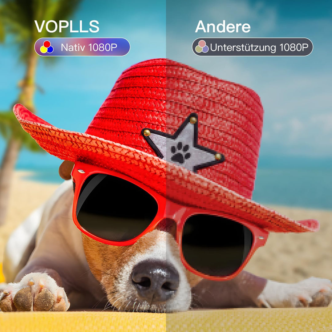 Smart Beamer【Elektrische Keystone 6D/4P】 VOPLLS Elektrische Fokus 22000 Lumen Beamer 4K Unterstützt,