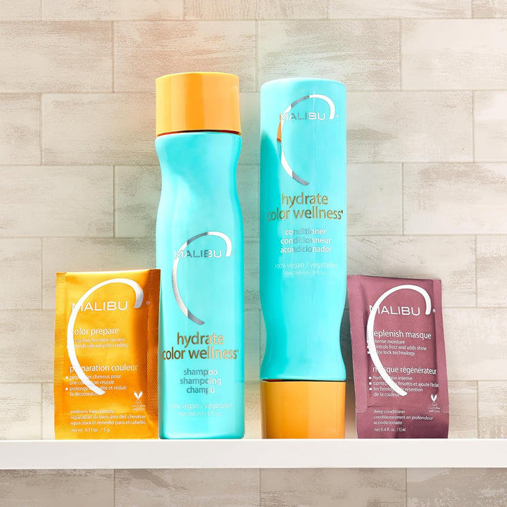 Malibu C Hydrate Color Wellness Kollektion (Shampoo 266ml + Conditioner 266ml + Color Lock Maske 4 x