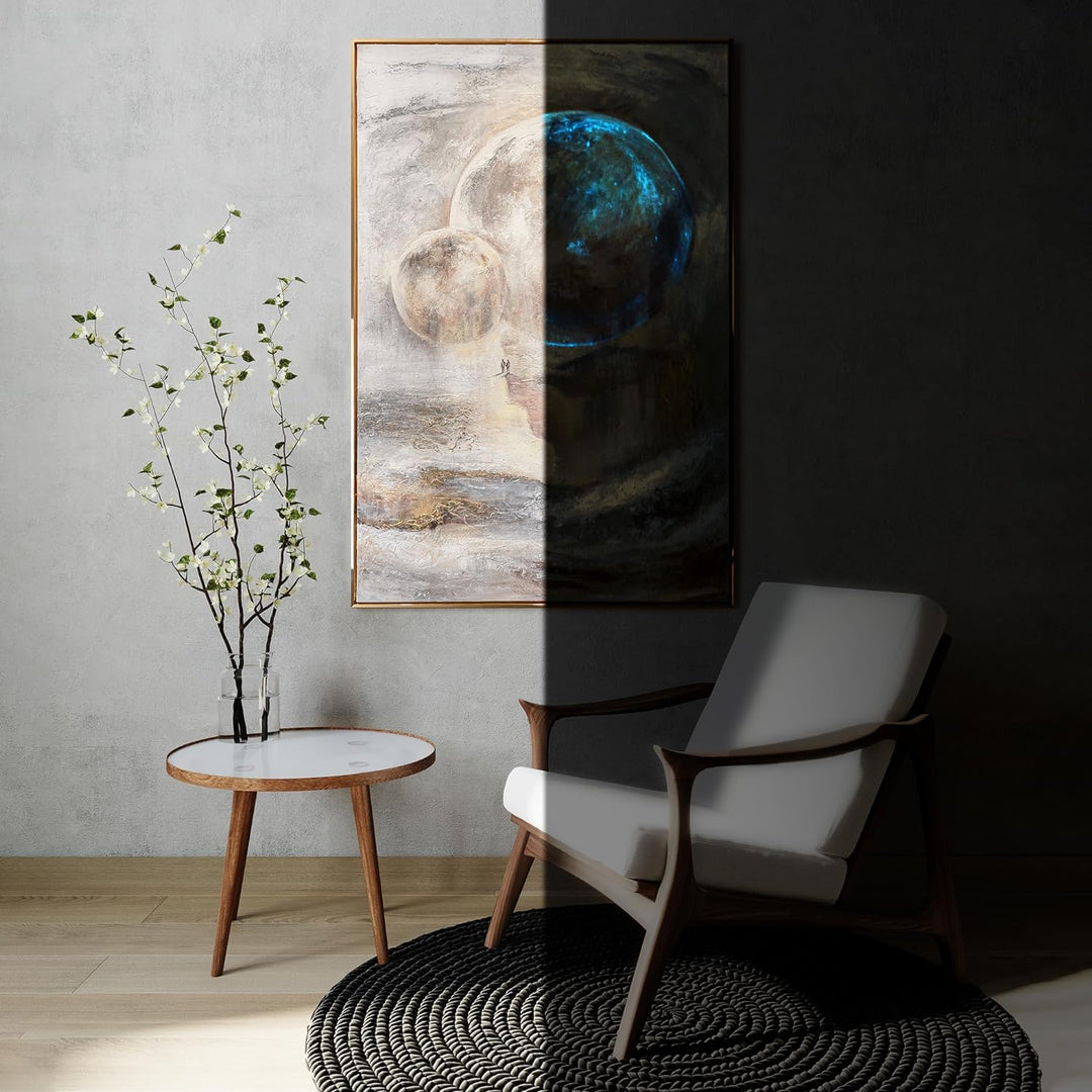 YS-Art XXL Abstrakt Fluoreszierendes selbst leuchtendes Acryl 3D Gemälde auf Leinwand Sternenverbind