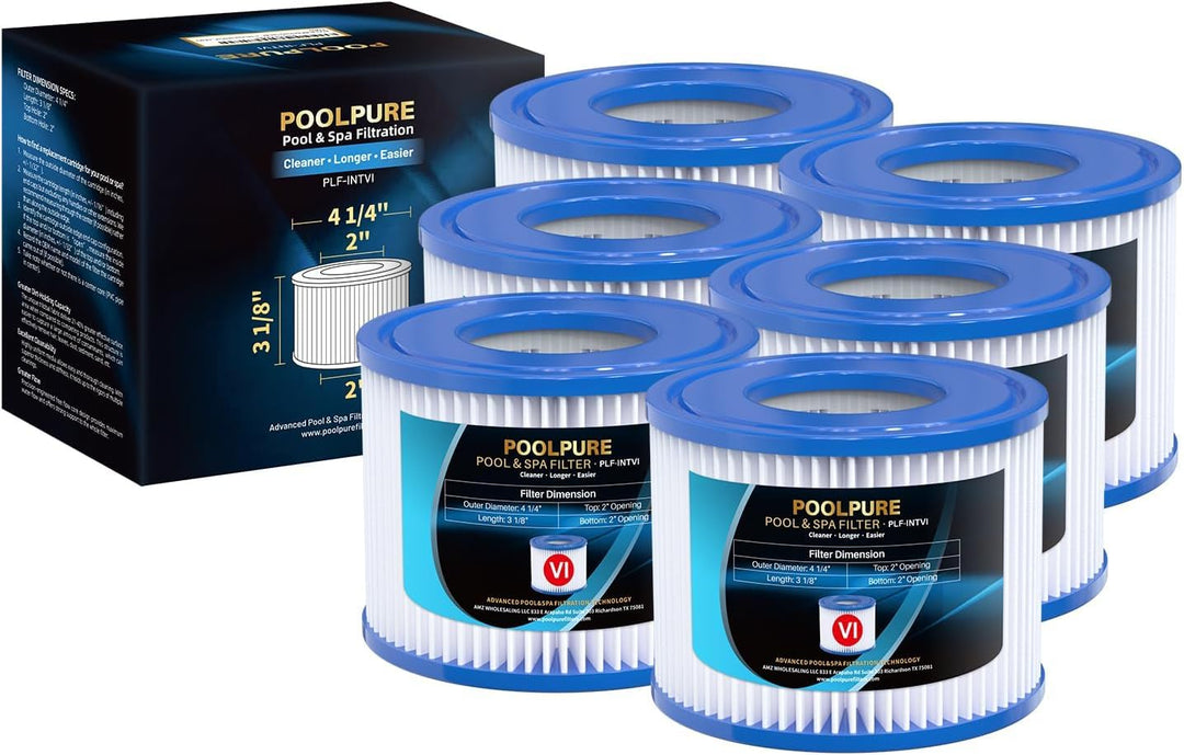 POOLPURE Filter VI für Pool, Filterkartuschen VI für Lay-Z-Spa Miami, Monaco, Vegas, PoolFilter Erse