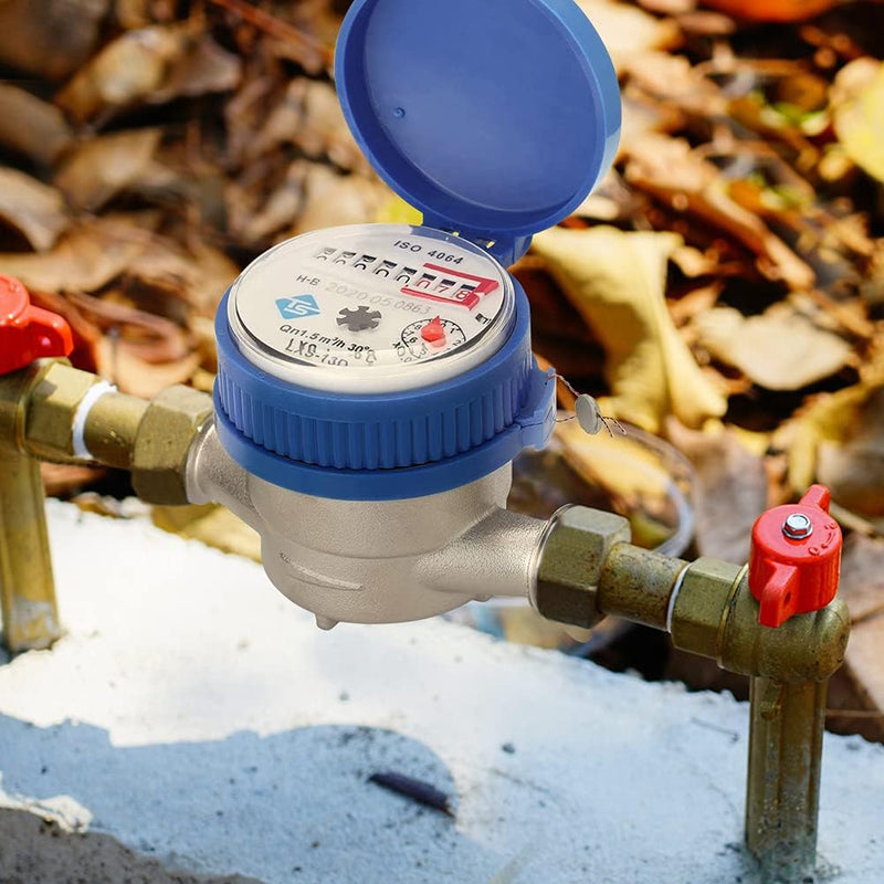 Wasserzähler Garten 1/2 Zoll, Geeicht Kalt Wasseruhr, Zapfhahnzähler Mit Montagezubehör Und Schutzab