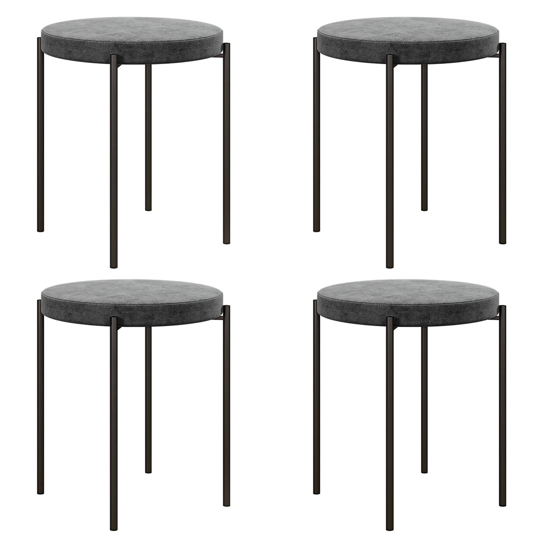 HOMCOM Esszimmerhocker 4er Set Stapelhocker Hocker aus Metall mit Samtoptik Küchenhocker Polsterhock
