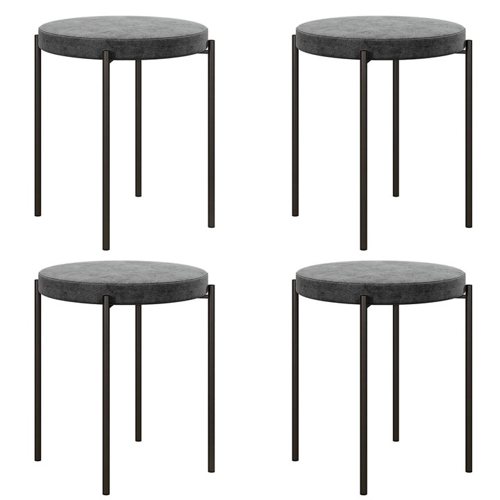 HOMCOM Esszimmerhocker 4er Set Stapelhocker Hocker aus Metall mit Samtoptik Küchenhocker Polsterhock