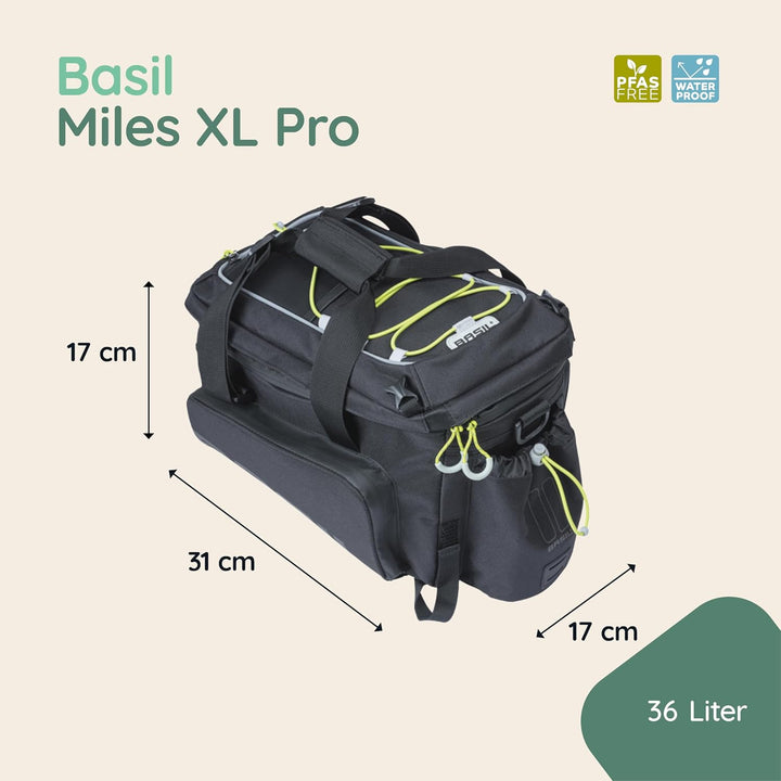 Basil Miles XL Pro Gepäckträgertasche 31 x 23 x 20 cm Schwarz,grün, 31 x 23 x 20 cm Schwarz,grün