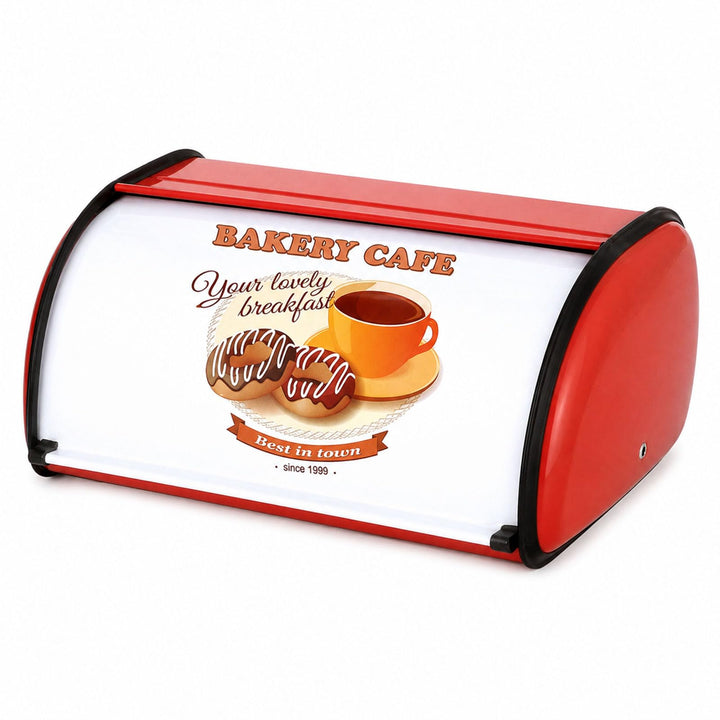 Brotkasten Edelstahl Metall mit Deckel, Brotbox Brotaufbewahrung für Küche, Bread Box Retro Design W