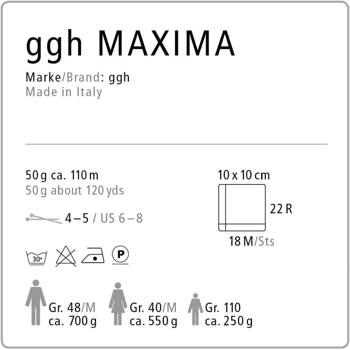 ggh Maxima Box - 6x50g (insgesamt 300g) Merinowolle extrafein und maschinenwaschbar - Nadelstärke 4-