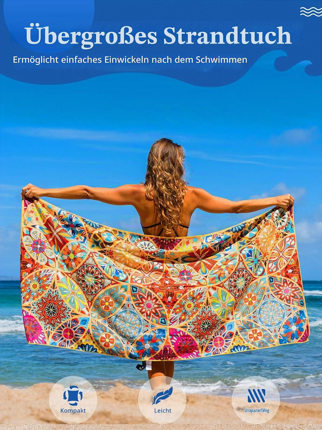 OCOOPA Mikrofaser Strandtuch - Extra grosses 178x80 cm Schnell Trocknendes, Weiches, Leichtes, Pfleg
