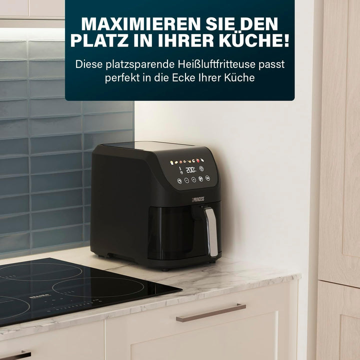Princess SlimFry Airfryer, 8L Fassungsvermögen, 2000W, 8 Programme, Digitales Touchscreen, Einstellb