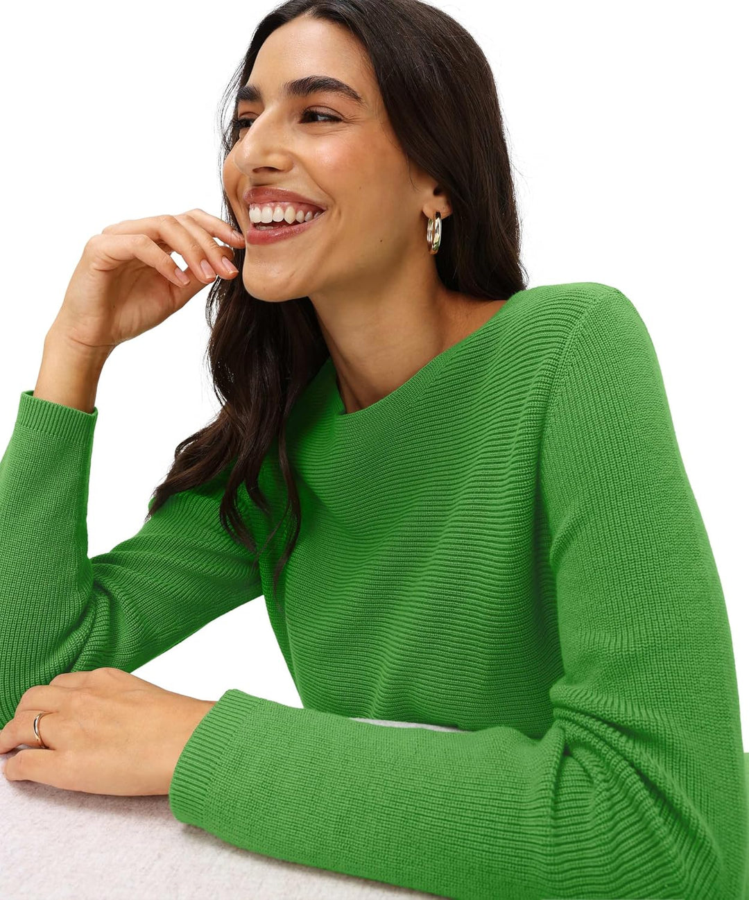 BRAX Damen Style Lesley Organic Cotton Solid Pullover 42 36 Leaf Green, 42 36 Leaf Green