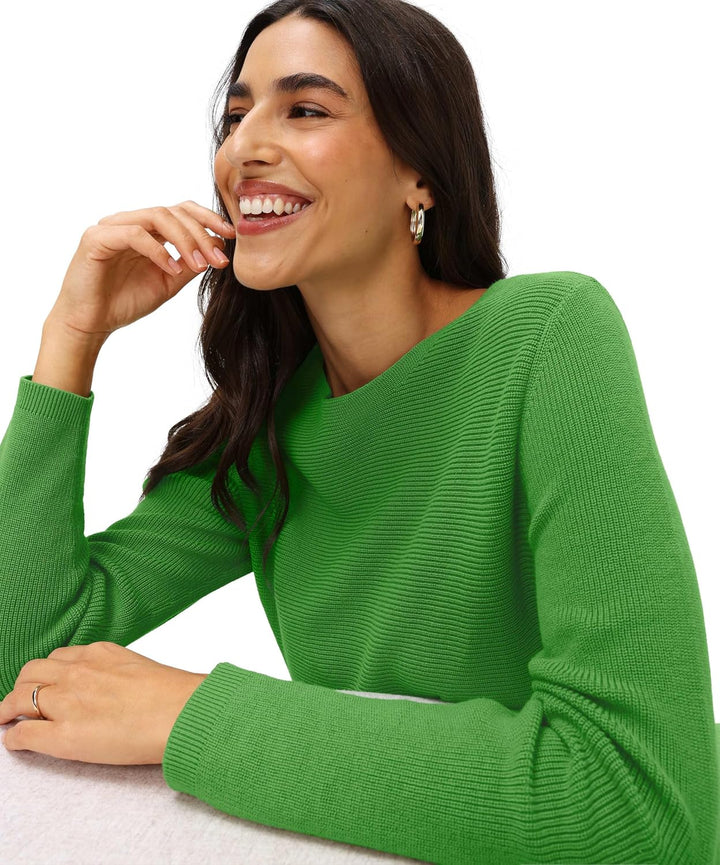 BRAX Damen Style Lesley Organic Cotton Solid Pullover 42 36 Leaf Green, 42 36 Leaf Green