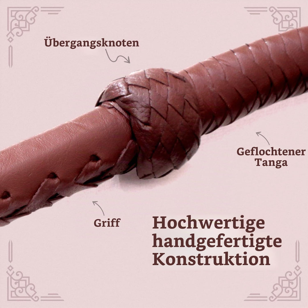 Echte Rindsleder Leder Bullwhip, 08 Fuss lang und 08 Stränge flechten Indiana Jones Stil Bullenpeits