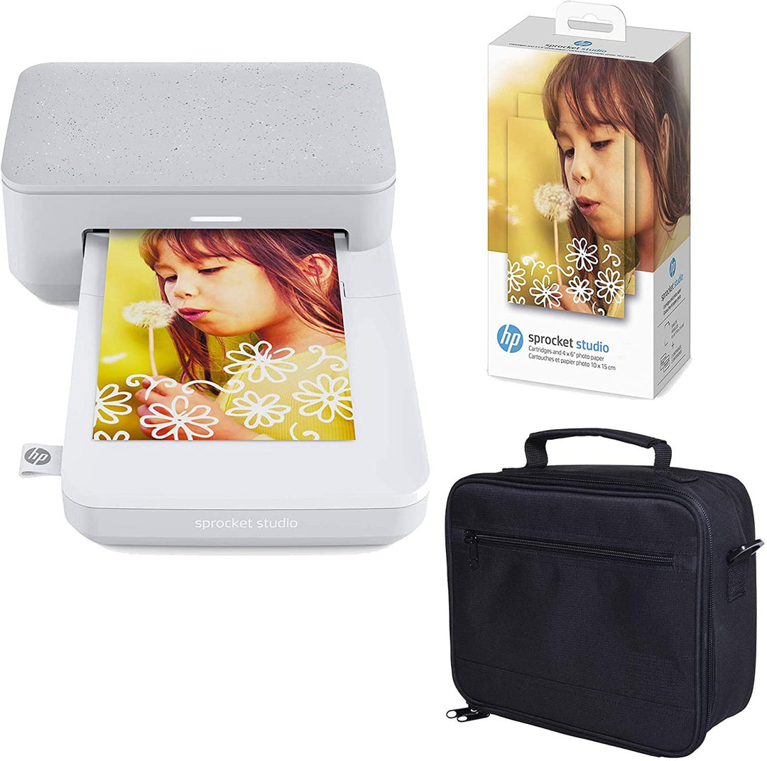 HP Sprocket Studio 4 x 6 Zoll Sofortbilddrucker (Weiss) Fotopapier-Kit