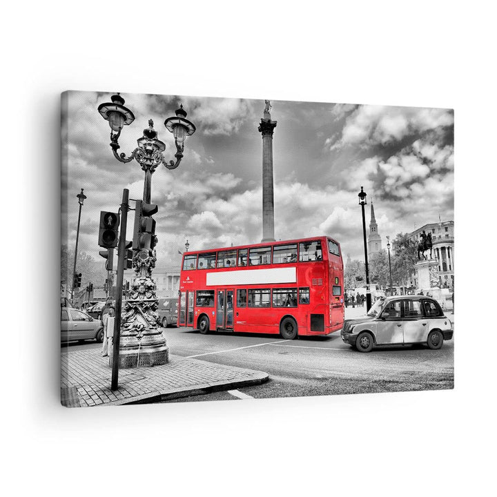 Bilder auf Leinwand Trafalgar Platz Taxi London Leinwandbild 70x50cm Wandbilder Dekoration Wohnzimme