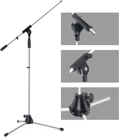 Pronomic Mikrofonständer MS-25C Pro 3x Set - dreibeinig mit Gummifüssen - Galgen in Länge und Neigun
