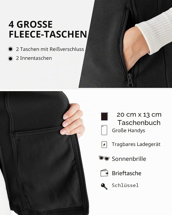 Outdoor Ventures Fleece Weste für Damen ,Weich Ärmellos Jacke mit Reissverschlusstaschen, Sport Lauf