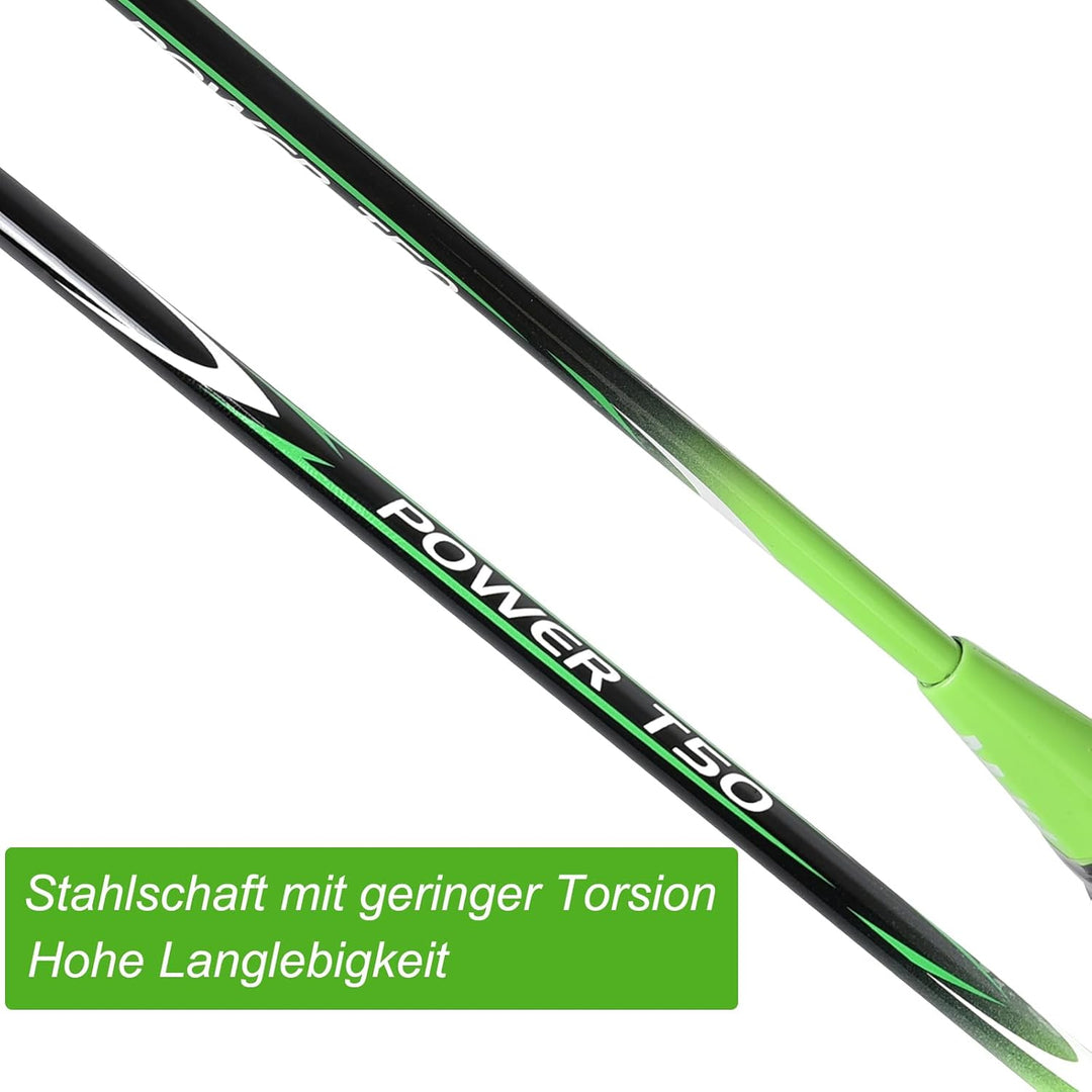 MANJHONG Graphit Badmintonschläger Set 2er Kratzfestes Rahmendesign Leichtgewicht Freizeit Federball