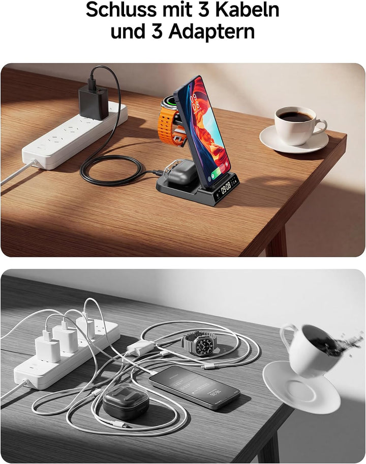 Induktive Ladestation für Samsung S25 Ultra, 3 in 1 Wireless Charger für Samsung Galaxy Watch 8/Ultr