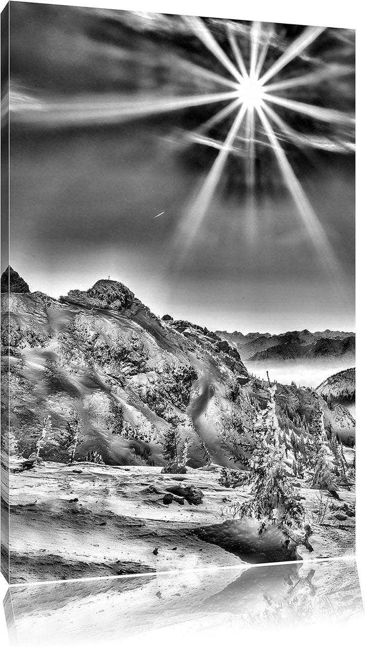 Monocrome, Tannheimer Tal, Format: 100x70 auf Leinwand, XXL riesige Bilder fertig gerahmt mit Keilra