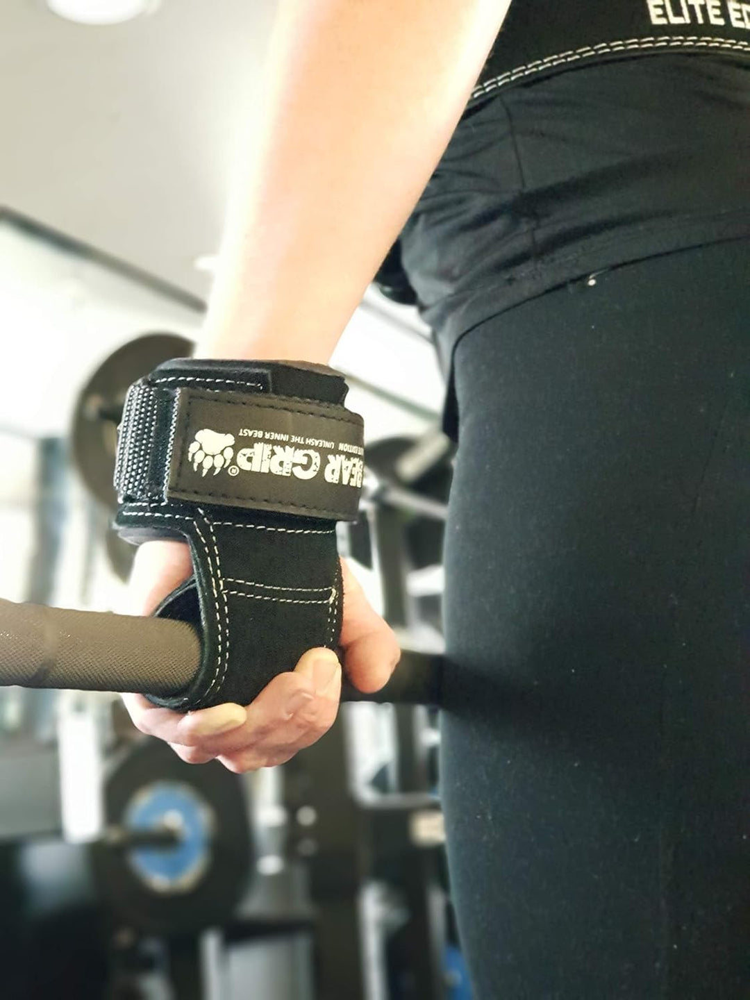BEAR GRIP Multi-Grip-Riemen/Haken, hochwertige strapazierfähige Gewichthebergurte/Handschuhe. Leder,