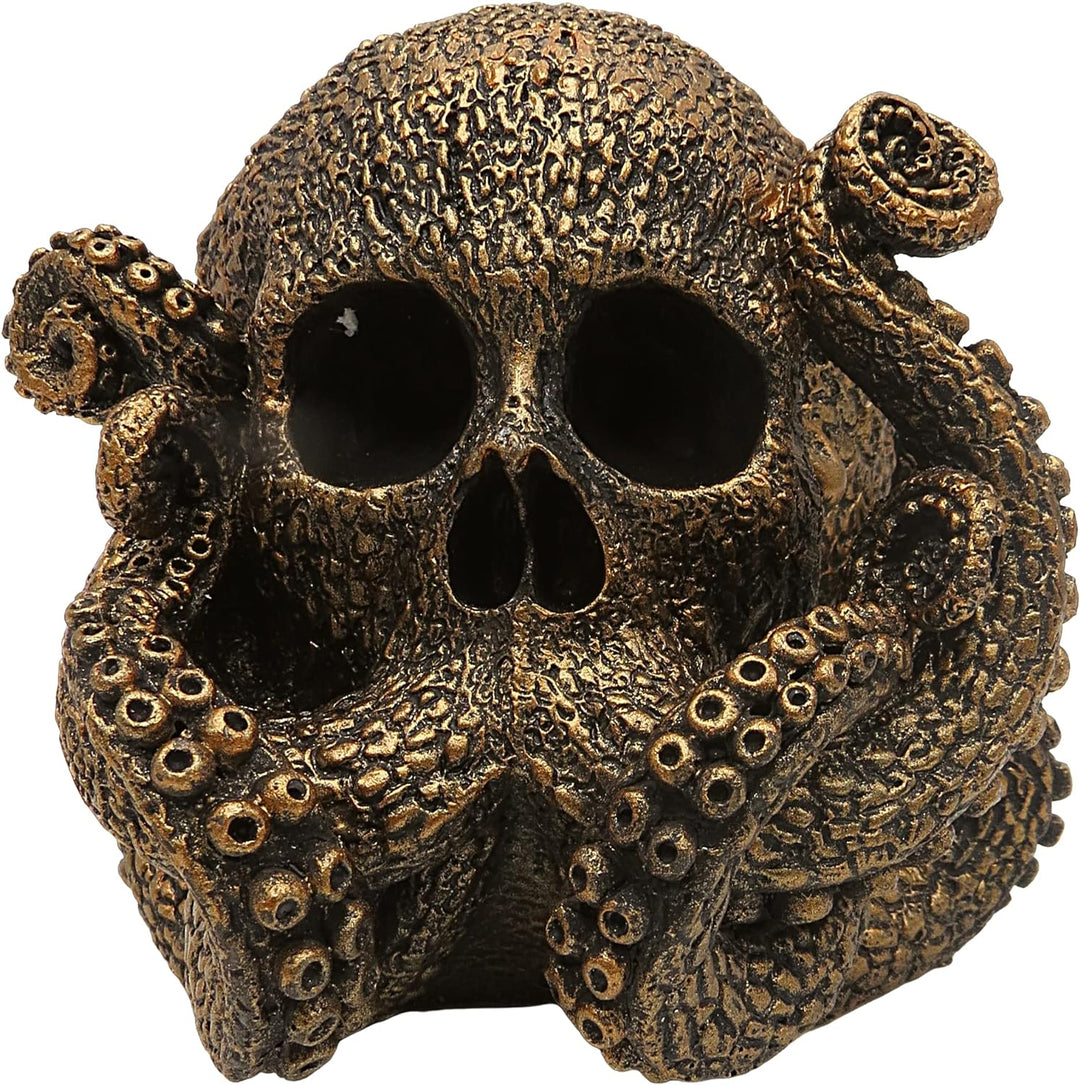 Pacific Trading Pacific Gothic Skull Metall Octopus Figur, Marine Life Einzigartige Statue Tischdeko