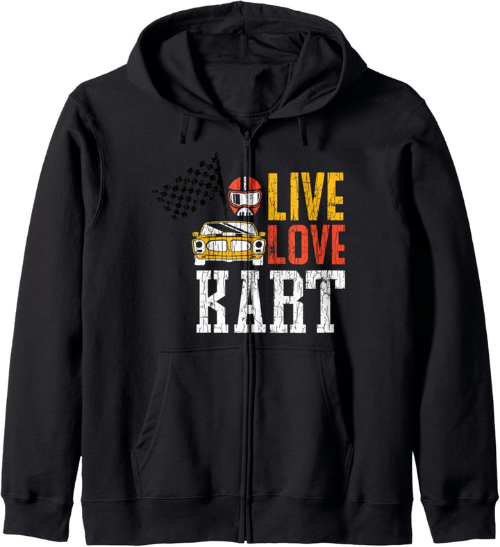 Live Love Kart Funny Racer Fahrer Racing Grafik Kapuzenjacke