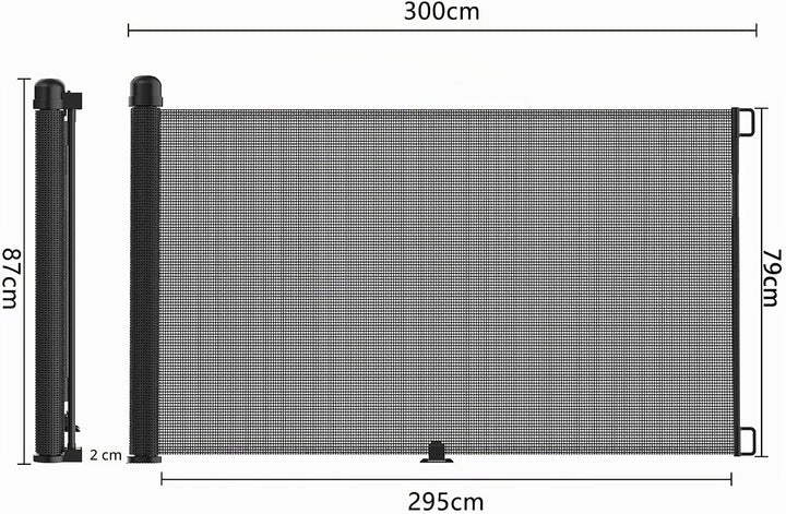 LARS360 Türschutzgitter Ausziehbar 0-300cm Treppenschutzrollo Baby Treppenschutzgitter Einziehbares