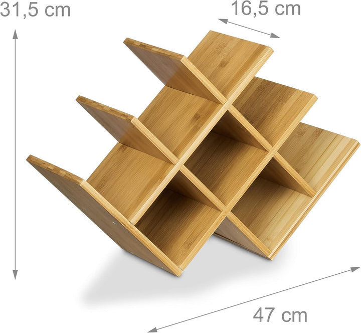Relaxdays Weinregal aus hochwertigem Bambus H x B x T: 31,5 x 47 x 16,5 cm Flaschenhalter für bis zu