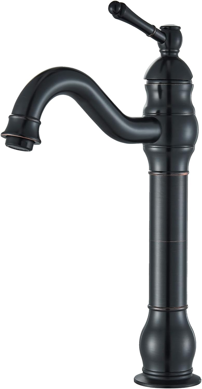 Rozin Wasserhahn Bad Schwarz Retro Hoch Waschtischarmatur 360°Schwenkbar Einhebel Waschbecken Armatu